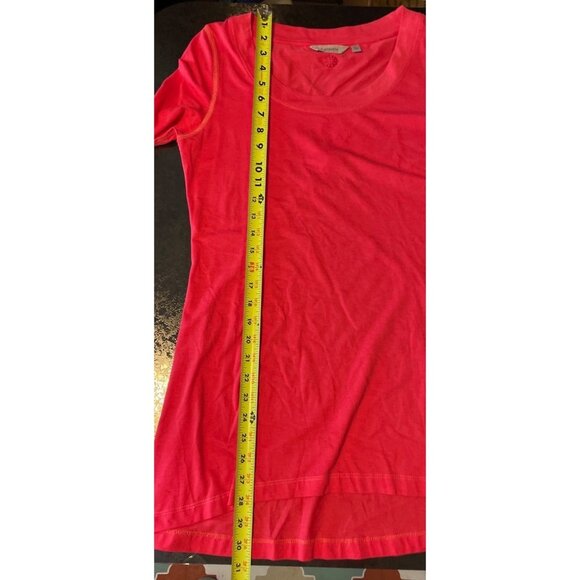 Athleta Round Neck Ruched Sleeve Grenadine Heather Pink Shiva Tee Top Sz S - Picture 8 of 11